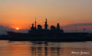 HMS Arc Royal on the River Tyne